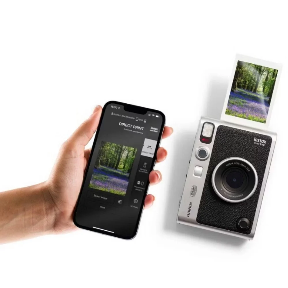 Fujifilm Instax Mini Evo Instant Camera - Black and Silver